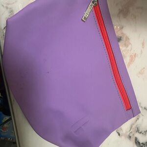 Clinique Purple Cosmetic Bag with Red Zipper